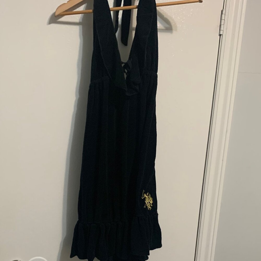 U.S POLO ASSN. Women's Large Beach Bathing Suit Cover Up Black Terry